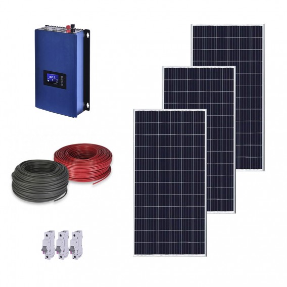 Kit complet  invertor 1000W + 3 panouri 330W, 990W in total